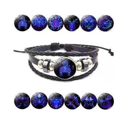 🔥Zodiac Constellation Guardian Black Leather Bracelet Adjustable 🔥